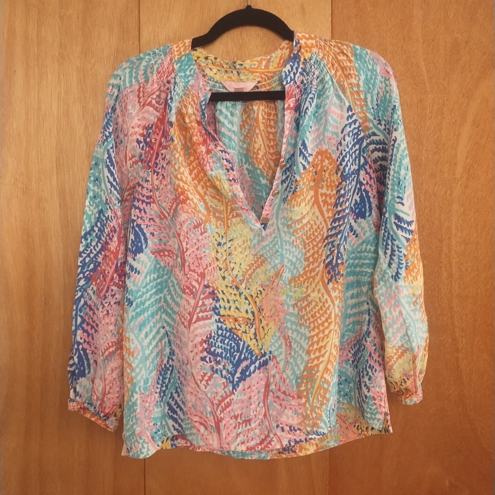 Lilly Pulitzer Silk Floral Colorful Women's Top Size XS